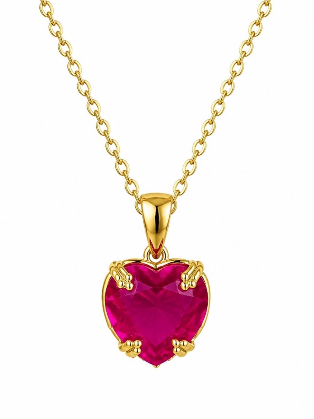 New Heart Pendant Necklace with Pink Fire crystal